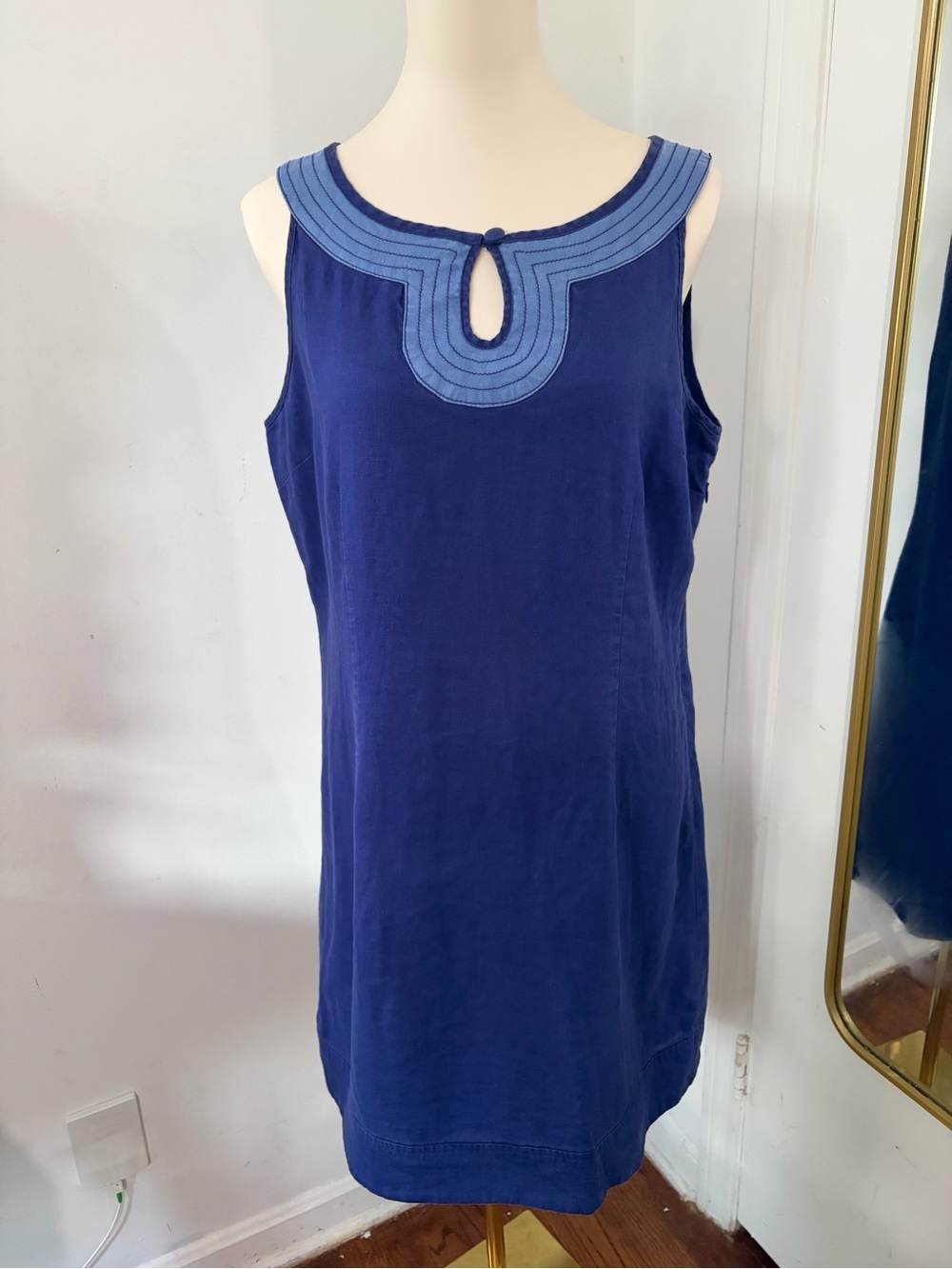 Boden Navy Santorini Sleeveless Tunic Sheath Cotton Linen Summer Dress